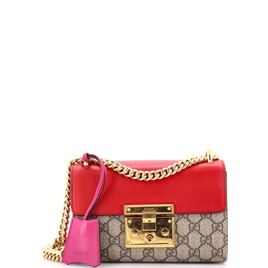 Padlock Shoulder Bag GG Coated Canvas and Leather Small