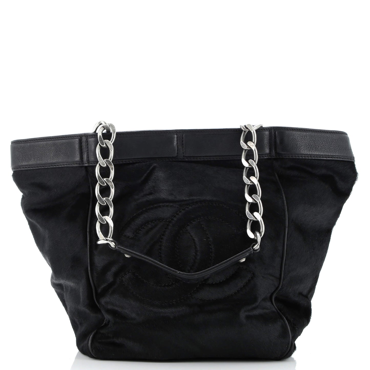 CC Chain Tote Pony Hair with Leather Large
