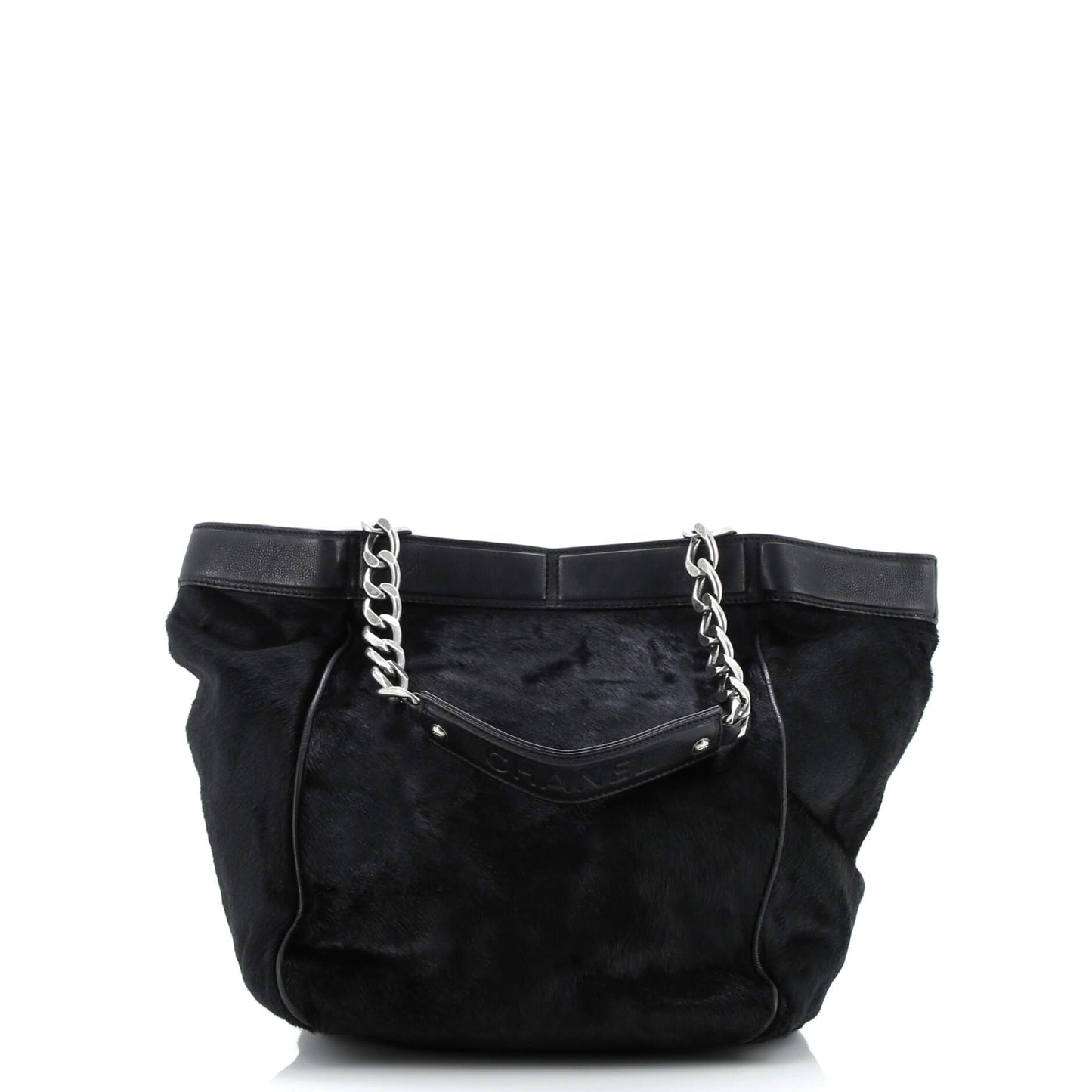 CC Chain Tote Pony Hair with Leather Large