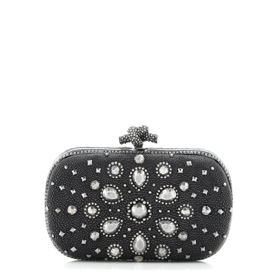Box Knot Clutch Embellished Stingray Small