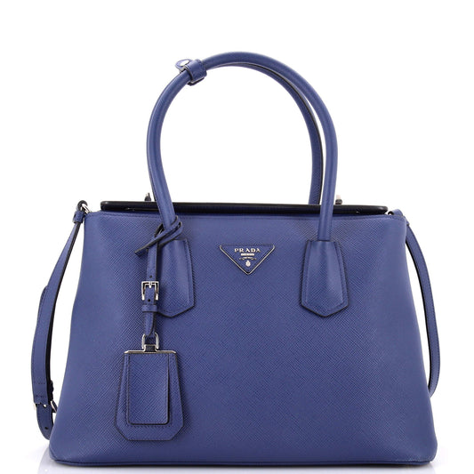 Turnlock Cuir Twin Tote Saffiano Leather Small