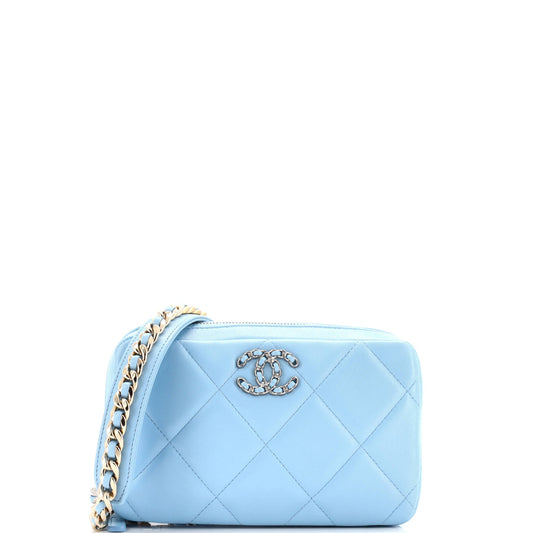 19 Zipped Phone Holder Crossbody Bag Quilted Lambskin