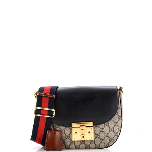 Padlock Saddle Shoulder Bag GG Coated Canvas and Leather Medium