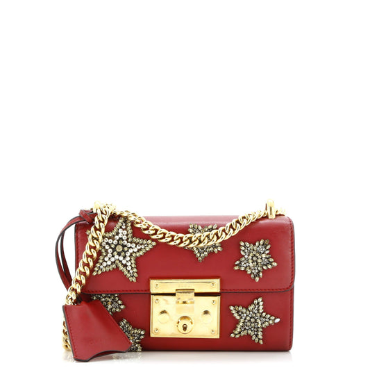 Padlock Shoulder Bag Embellished Leather Small