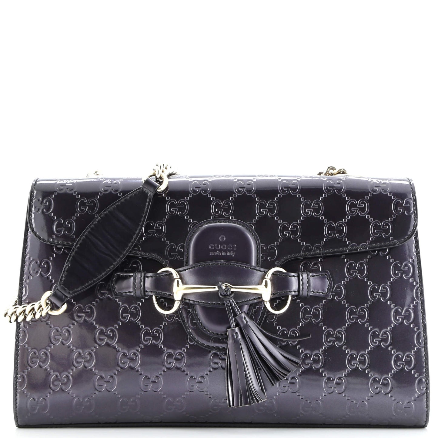 Emily Chain Flap Bag Guccissima Patent Medium