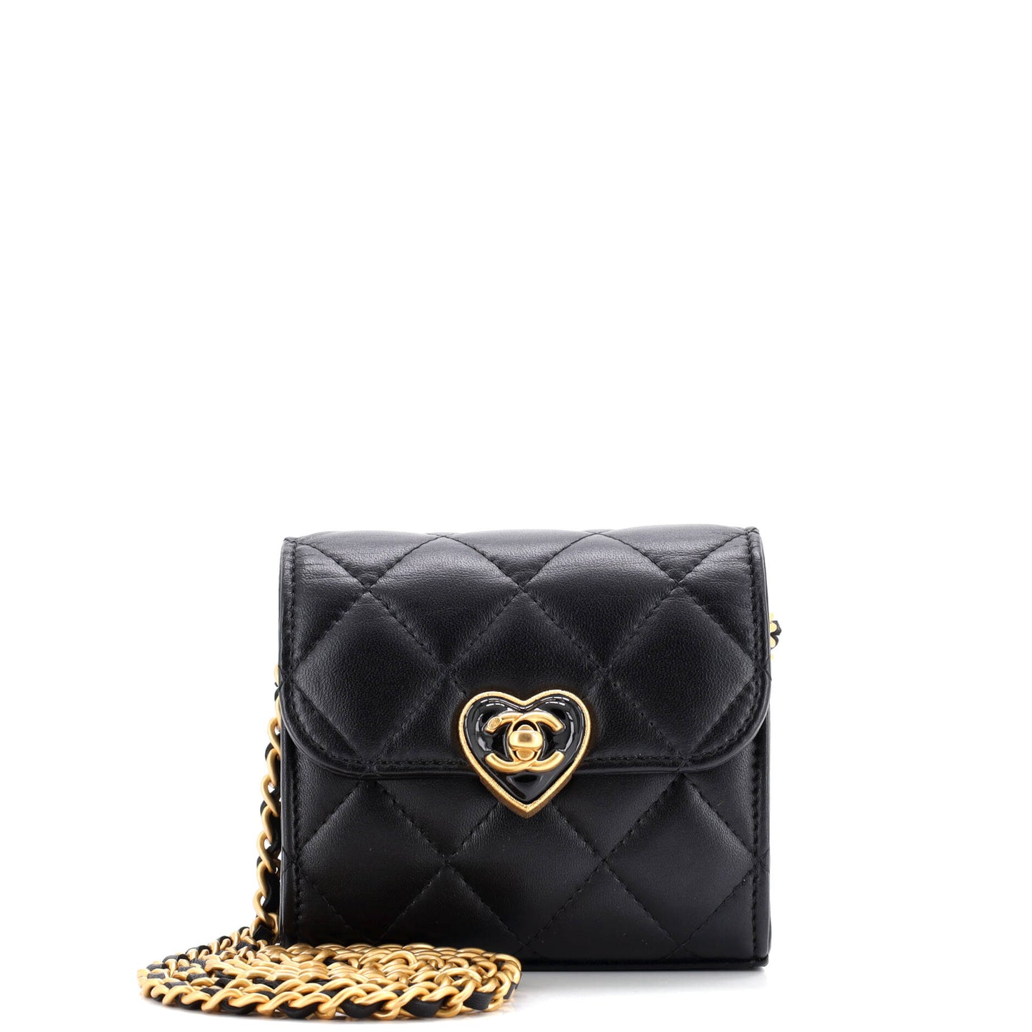Coco Love CC Heart Clutch with Chain Quilted Lambskin Mini
