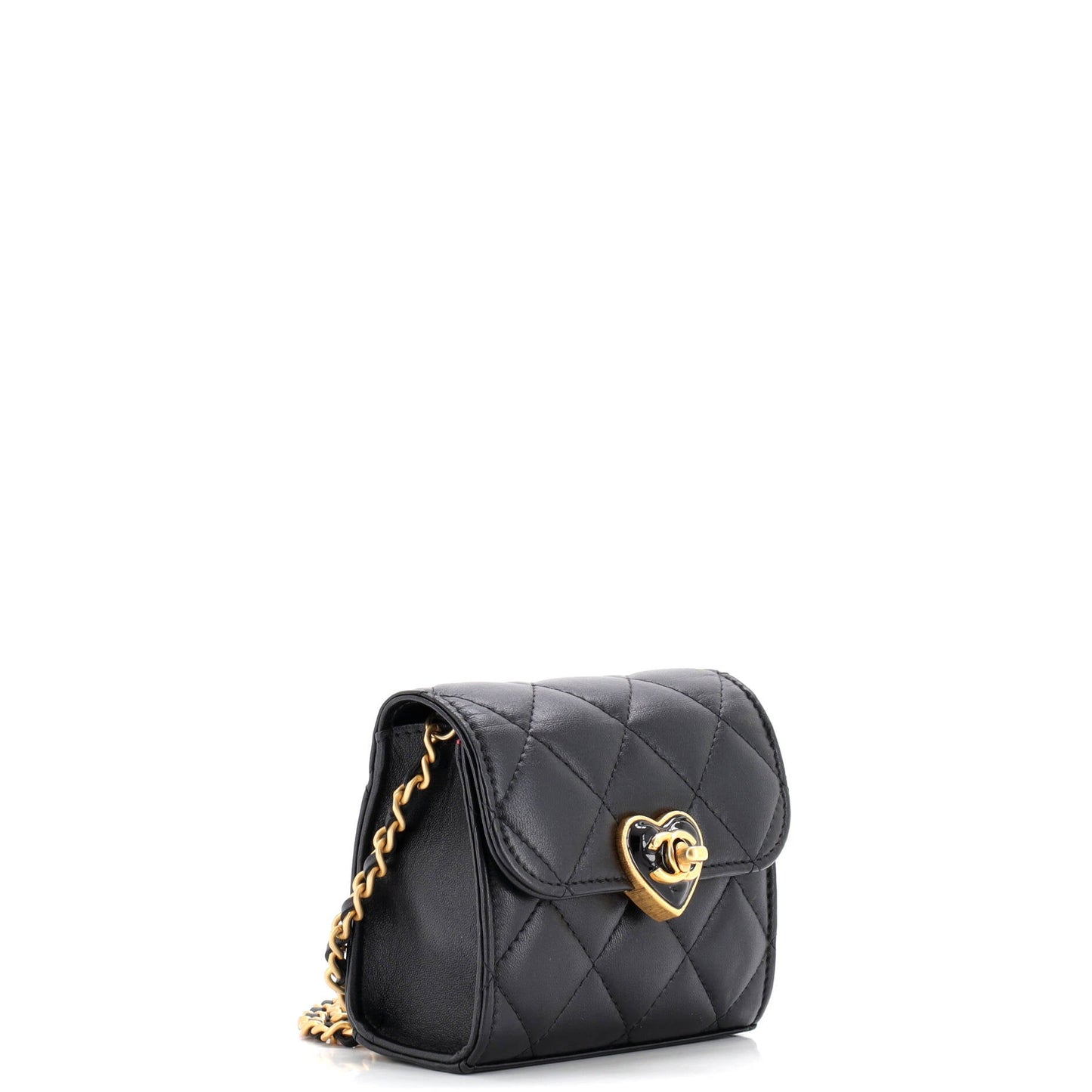 Coco Love CC Heart Clutch with Chain Quilted Lambskin Mini