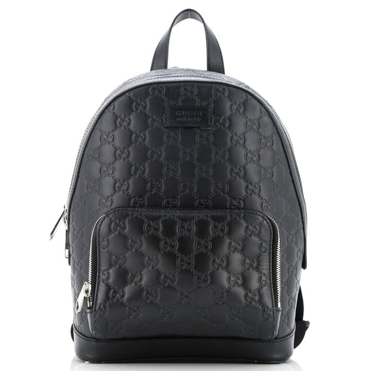 Signature Pocket Backpack Guccissima Leather Small