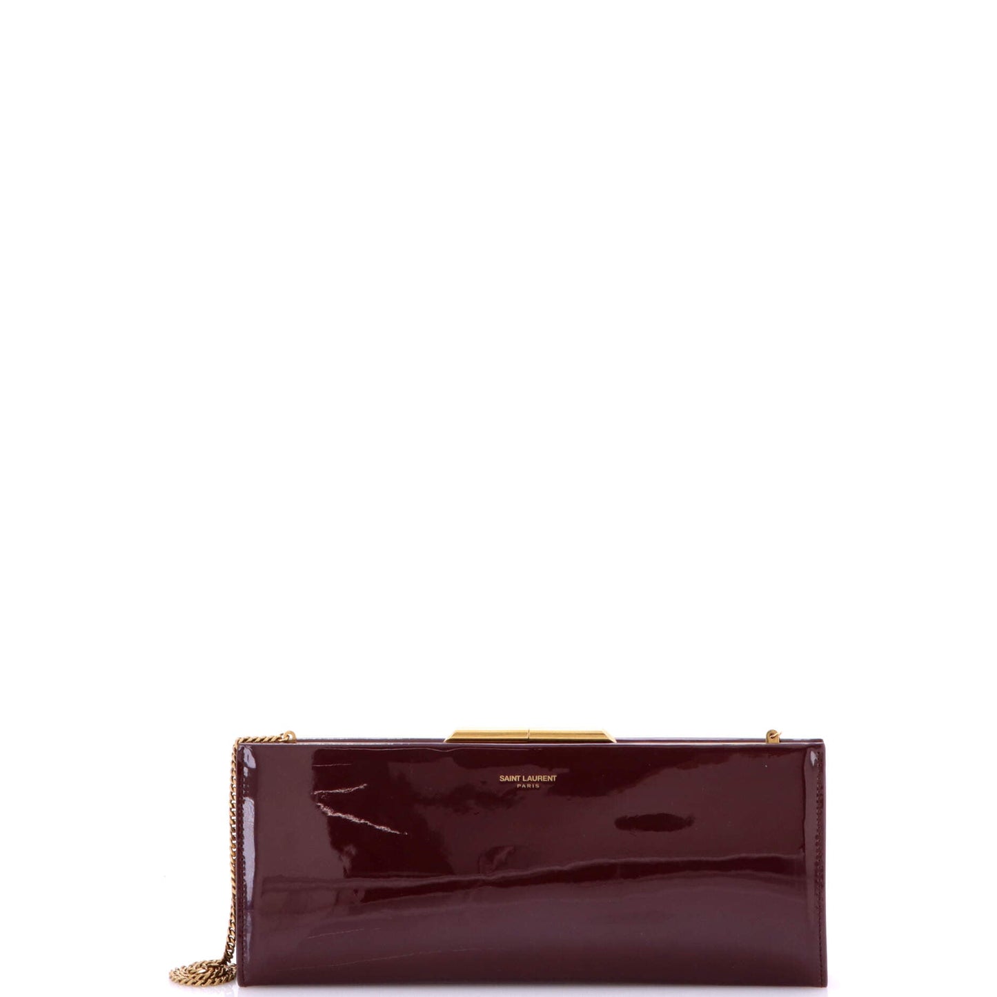 Midnight Chain Clutch Crocodile Embossed Leather Small