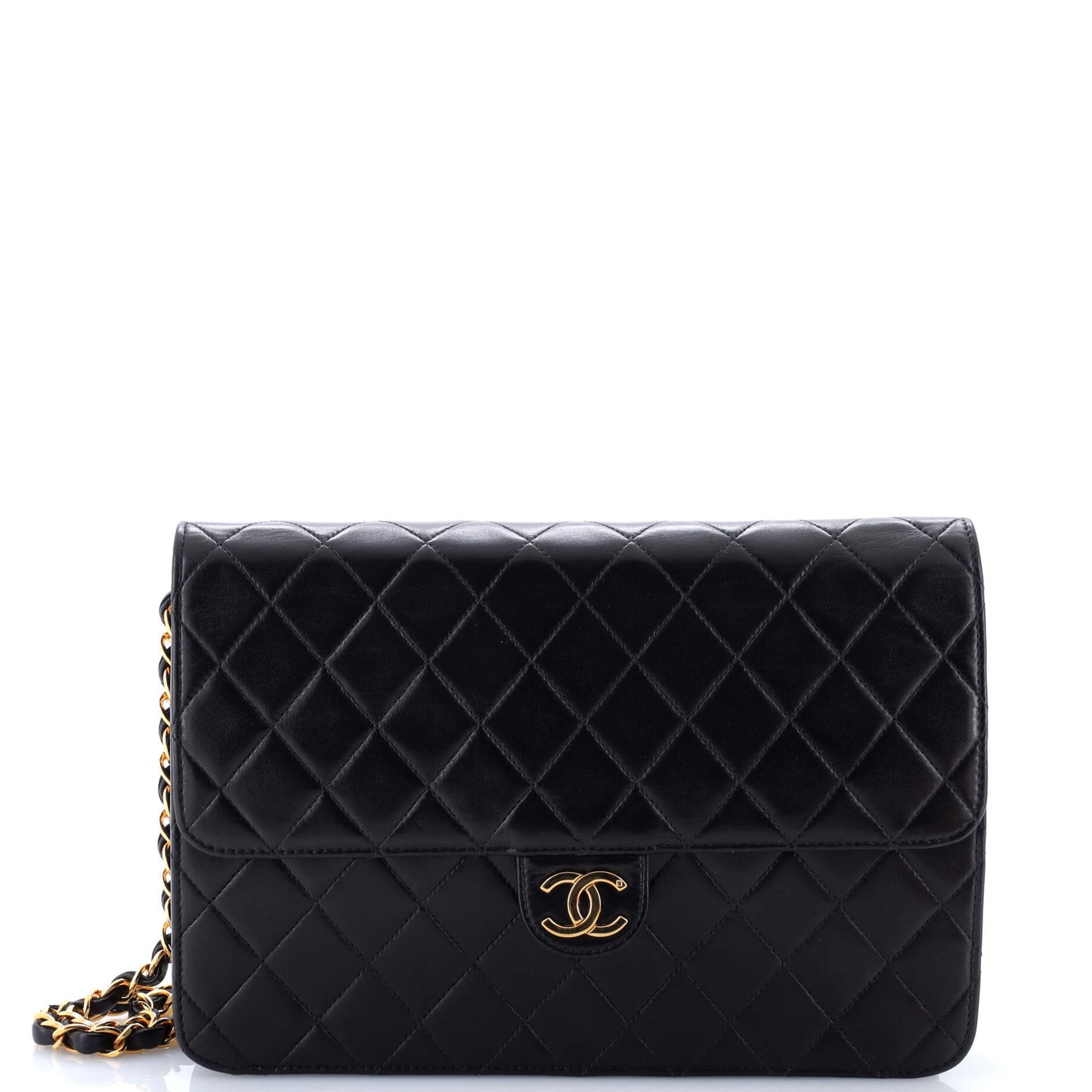 Vintage Clutch with Chain Quilted Leather Medium