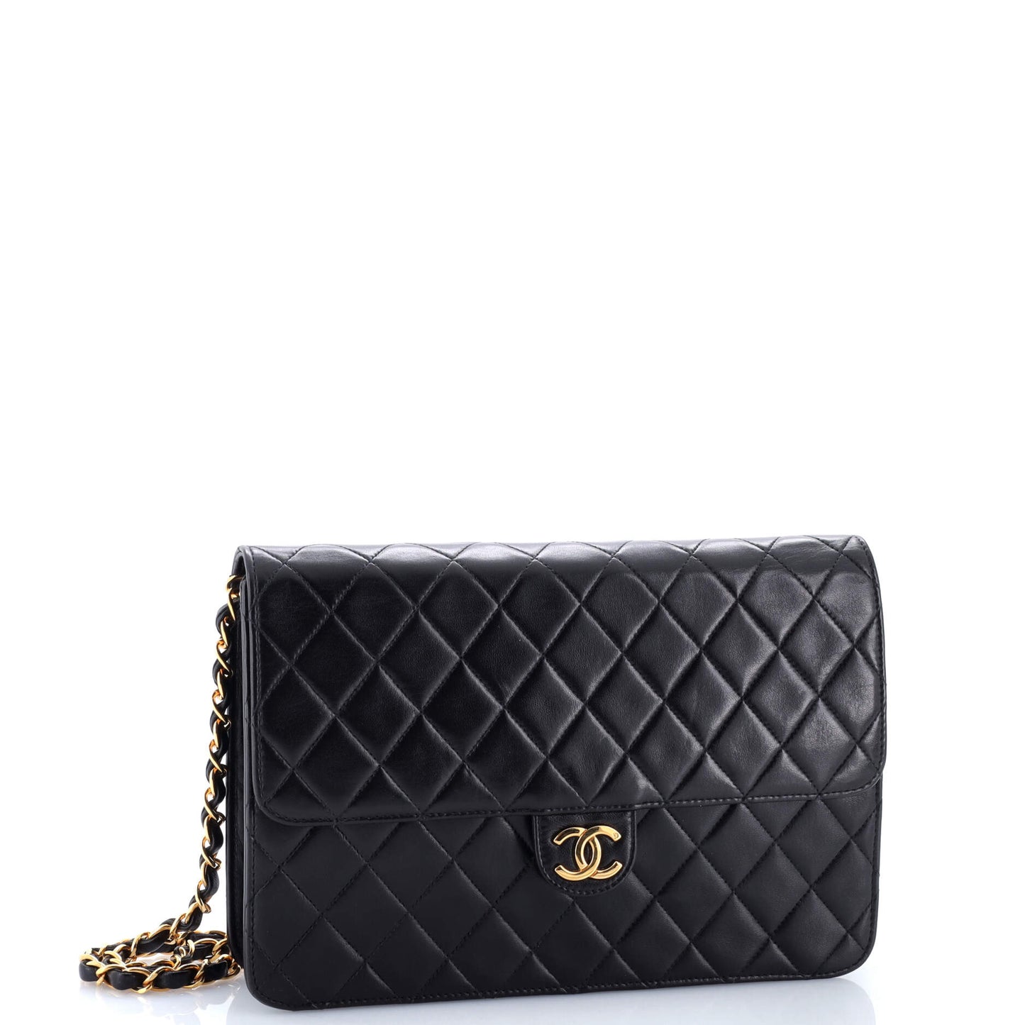 Vintage Clutch with Chain Quilted Leather Medium