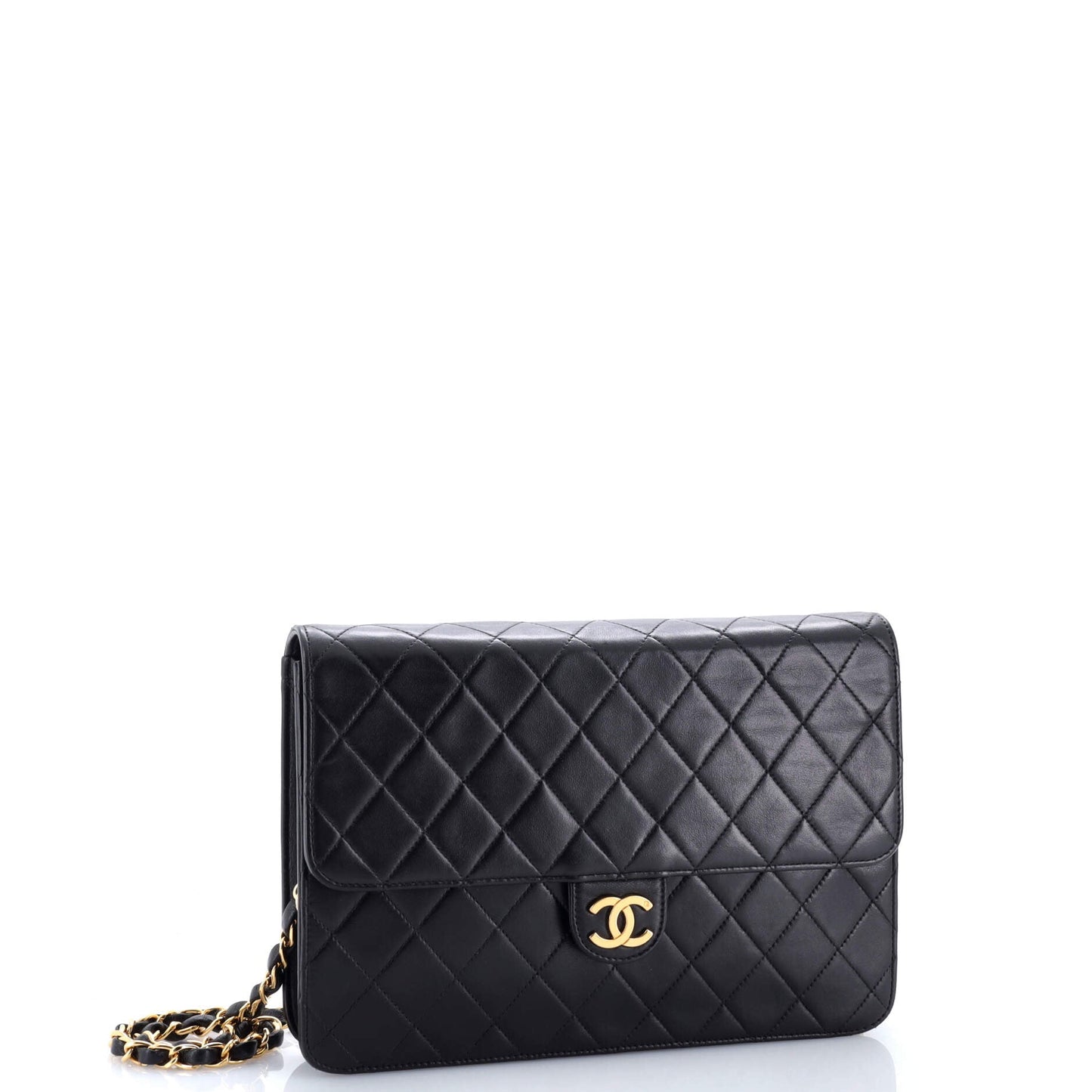 Vintage Clutch with Chain Quilted Leather Medium