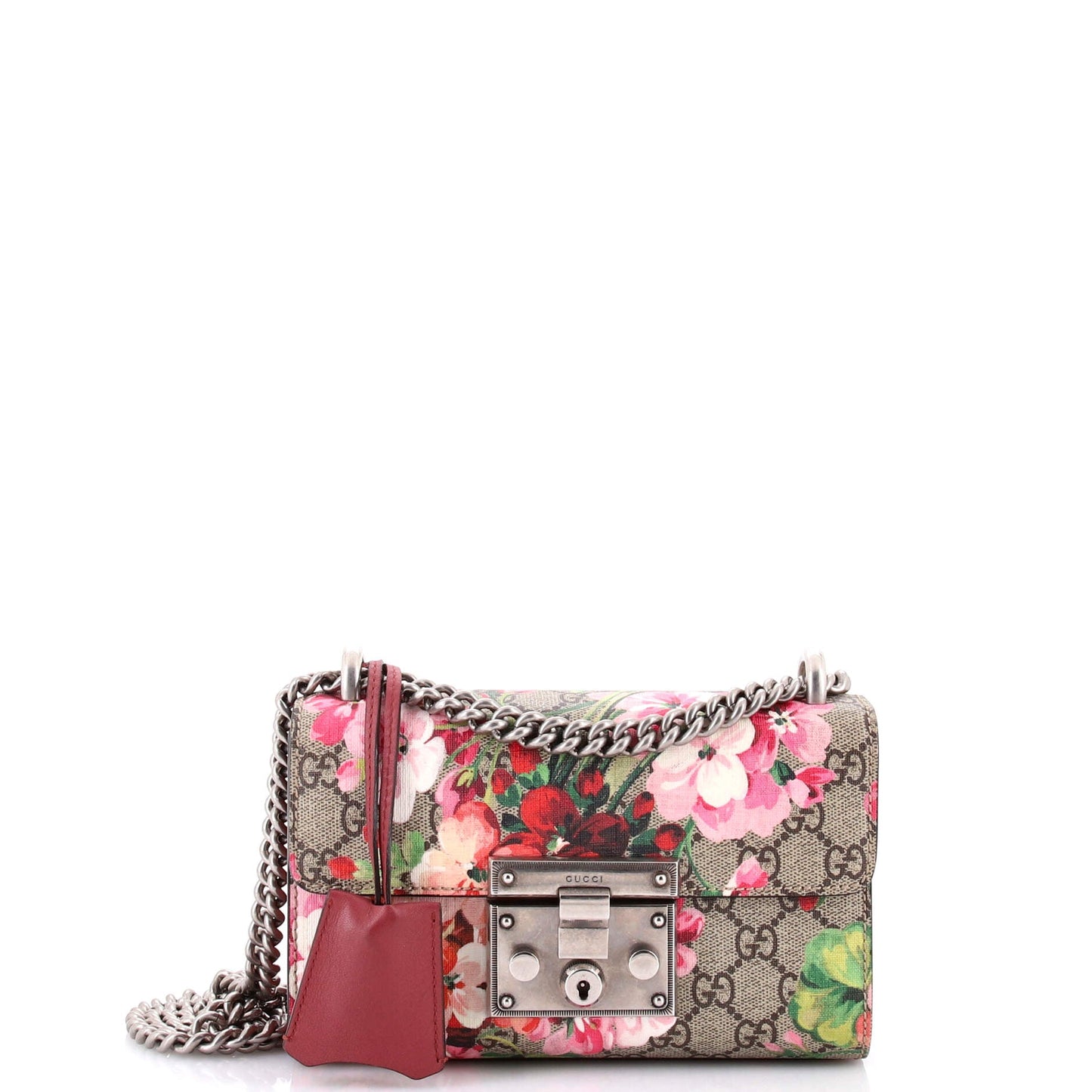 Padlock Shoulder Bag Blooms Print GG Coated Canvas Small