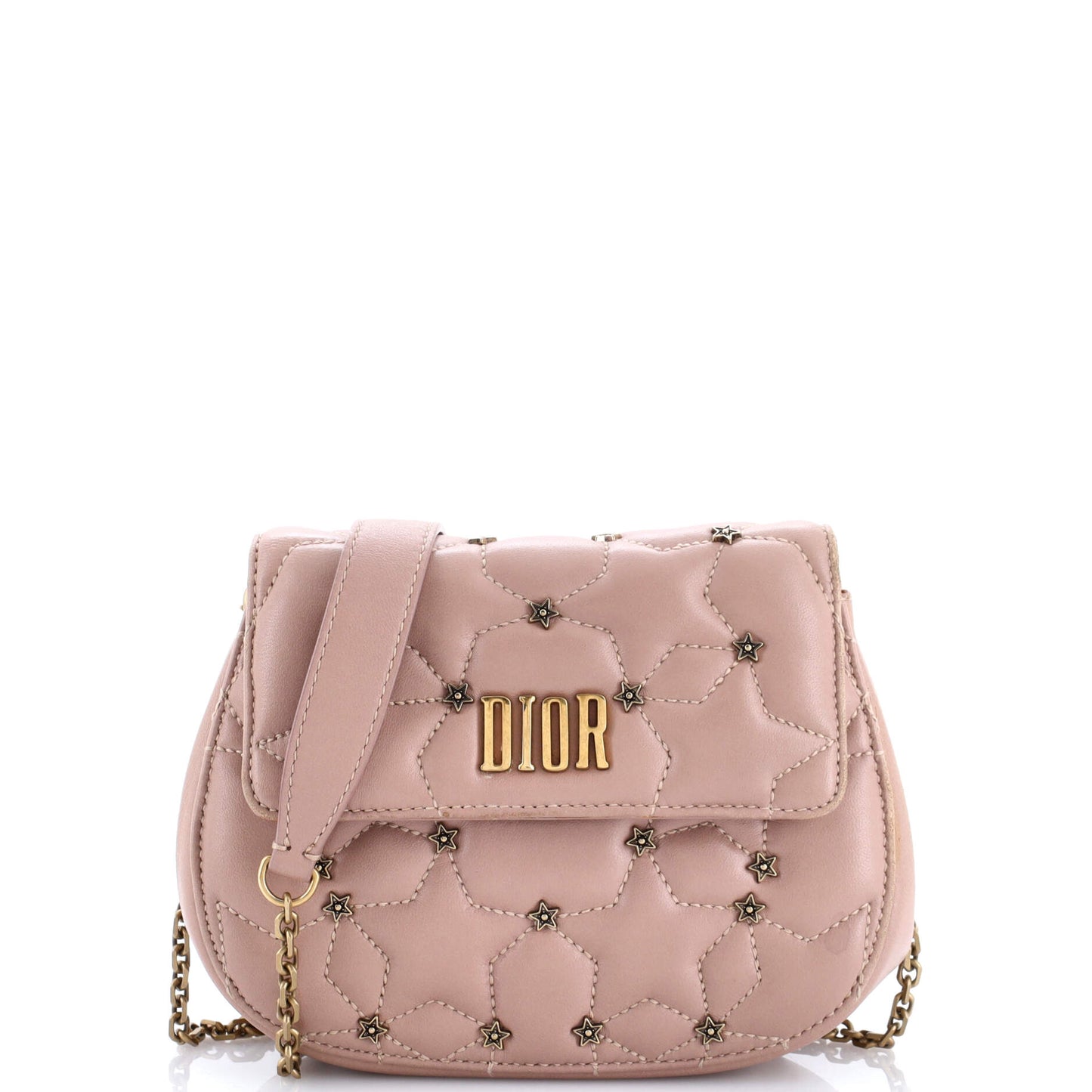 D-Fence Round Clutch with Chain Studded Leather Small