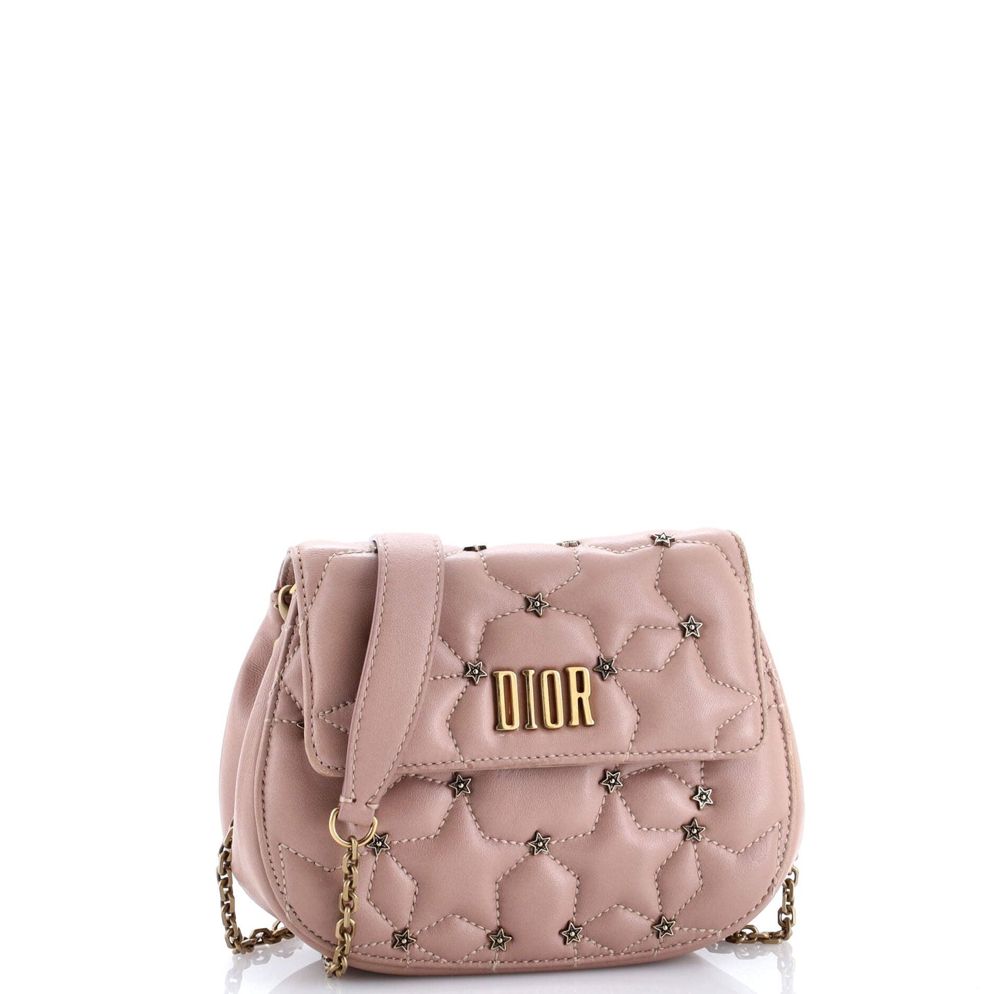 D-Fence Round Clutch with Chain Studded Leather Small