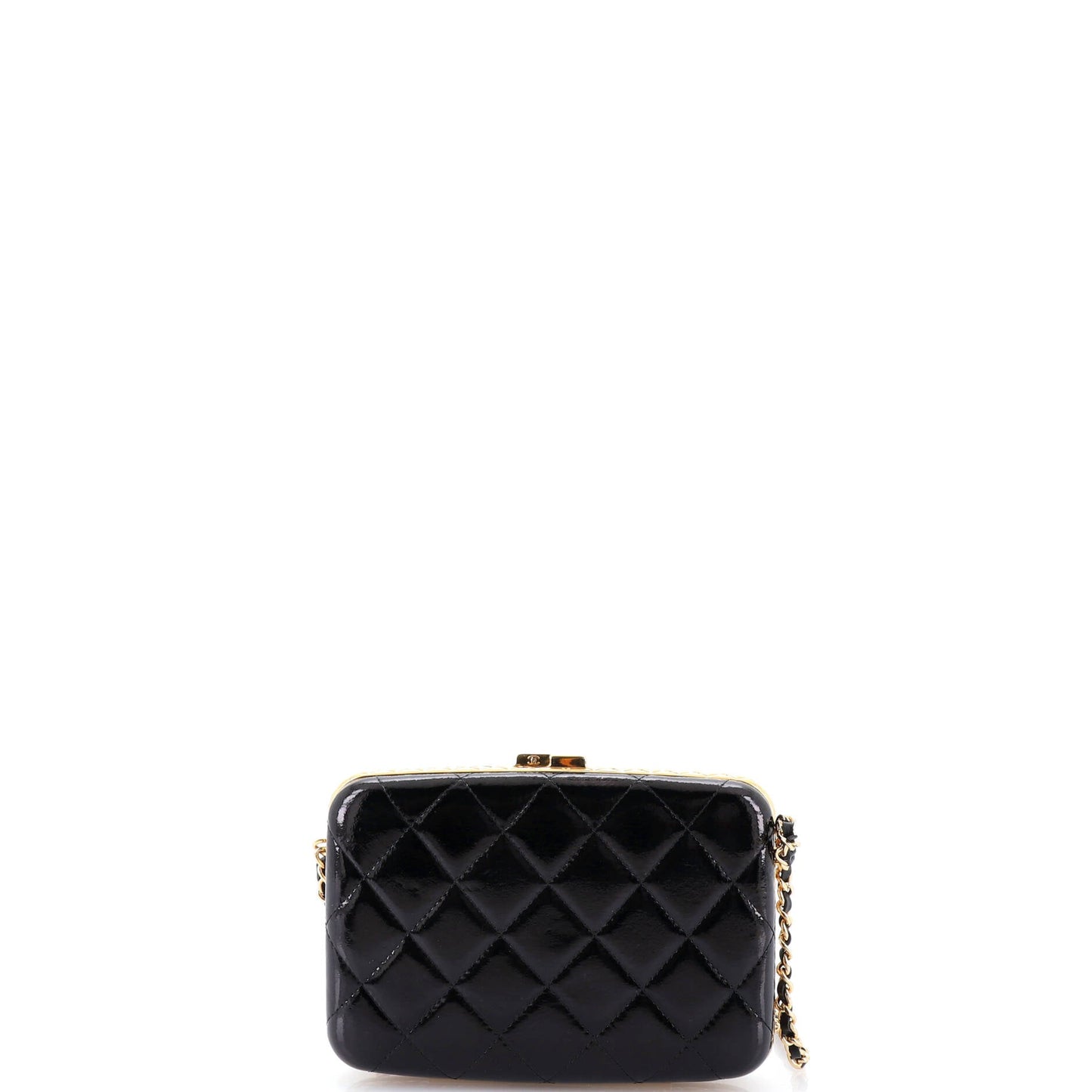 Framed Box Clutch with Chain Quilted Patent Small