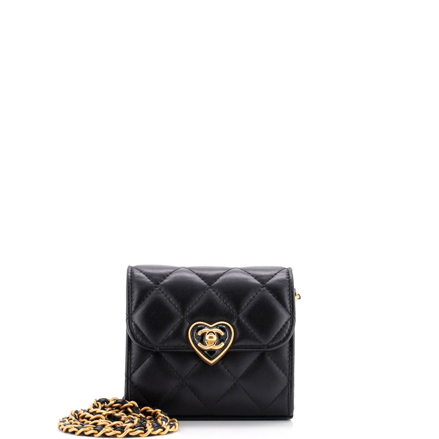 Coco Love CC Heart Clutch with Chain Quilted Lambskin Mini