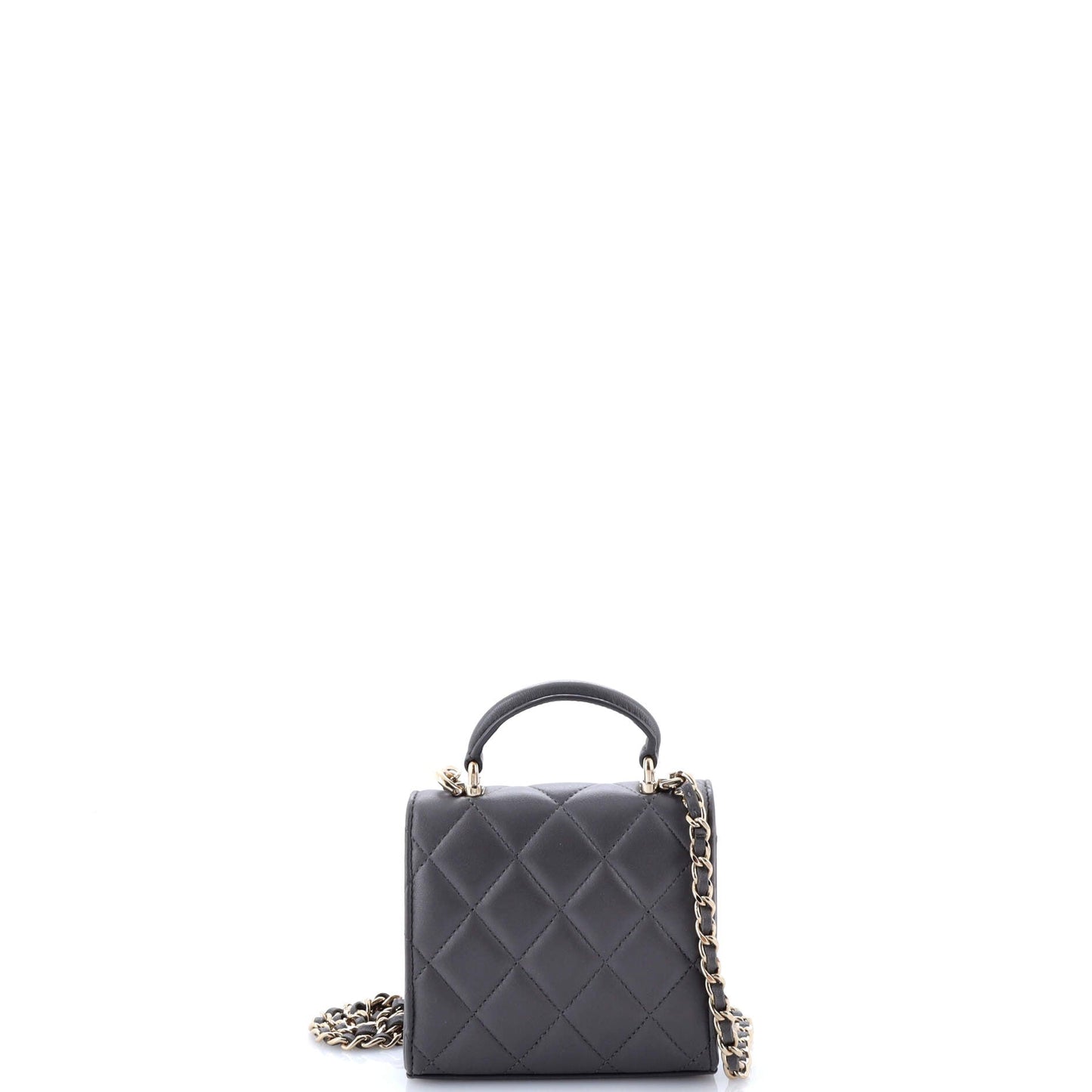 Square Classic Flap Top Handle Clutch with Chain Quilted Lambskin