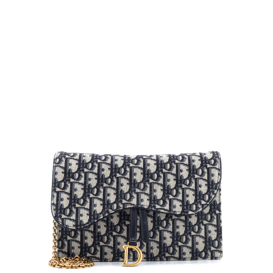 Saddle Chain Clutch Oblique Canvas