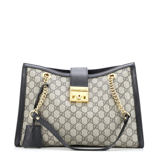 Padlock Chain Tote GG Coated Canvas with Leather Medium