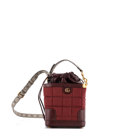 GG Triangle Bucket Bag Quilted Microguccissima Canvas and GG Coated Canvas with Leather Mini