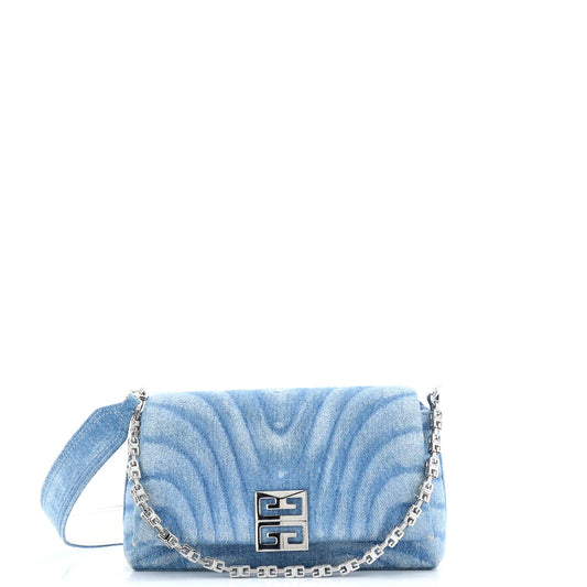 4G Soft Flap Bag Quilted Denim Small
