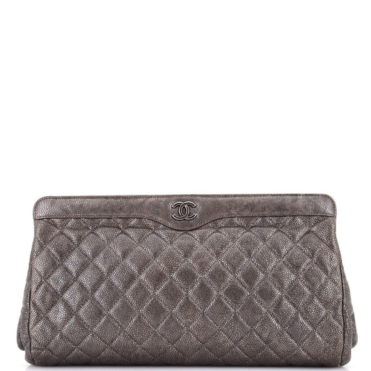 CC Frame Clutch Quilted Caviar Large