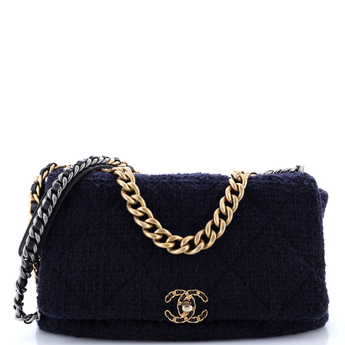 19 Flap Bag Quilted Tweed Maxi