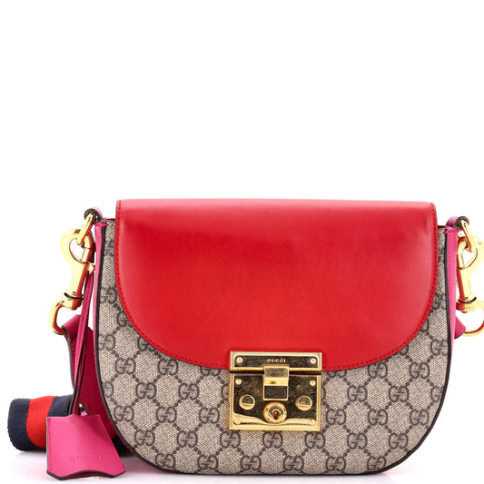 Padlock Saddle Shoulder Bag GG Coated Canvas and Leather Medium