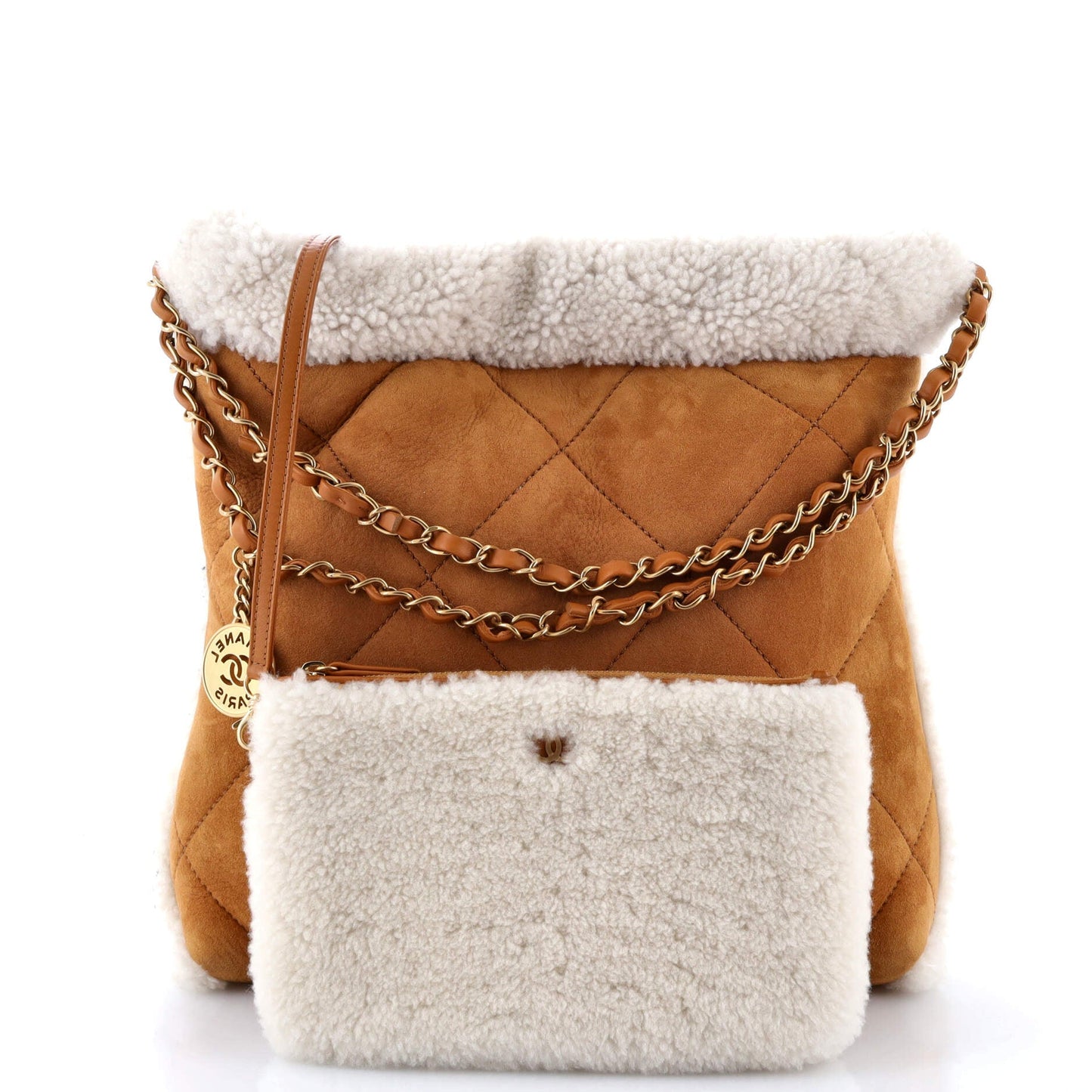 22 Chain Hobo Quilted Suede and Shearling Small