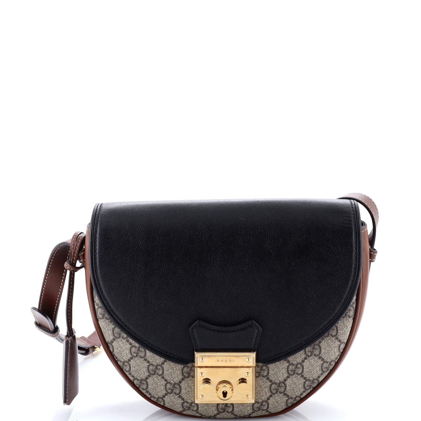 Padlock Saddle Shoulder Bag GG Coated Canvas and Leather Small