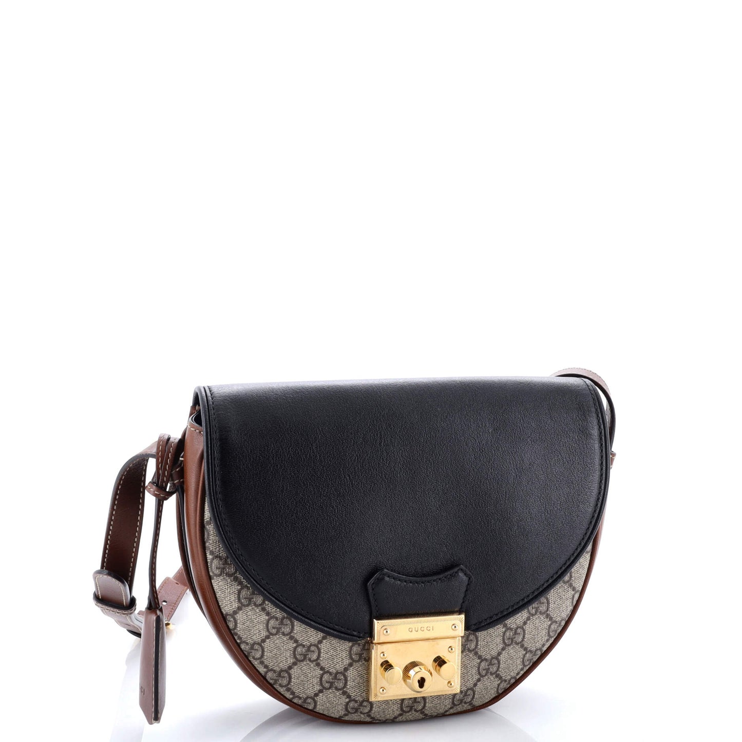 Padlock Saddle Shoulder Bag GG Coated Canvas and Leather Small