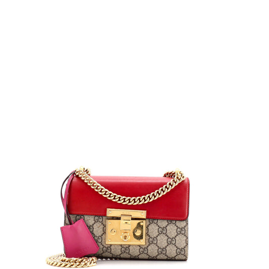 Padlock Shoulder Bag GG Coated Canvas and Leather Small