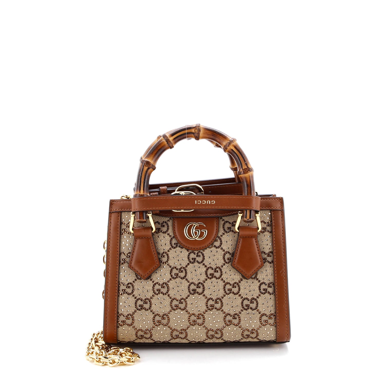 Diana NM Bamboo Handle Tote Crystal Embellished GG Canvas Mini