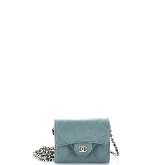 Classic Flap Clutch with Chain Quilted Caviar Small