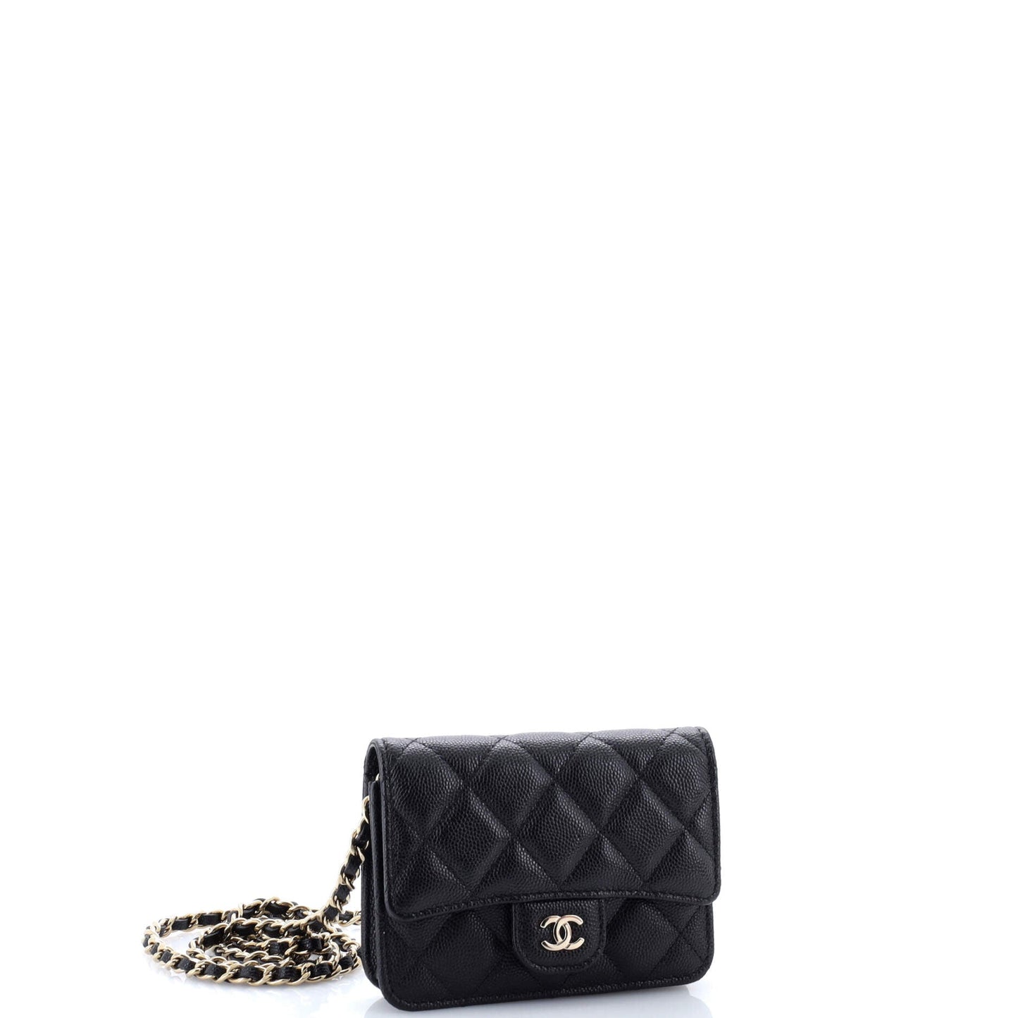 Classic Flap Clutch with Chain Quilted Caviar Small