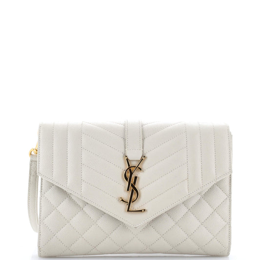 Classic Monogram Envelope Wristlet Clutch Mixed Matelasse Leather