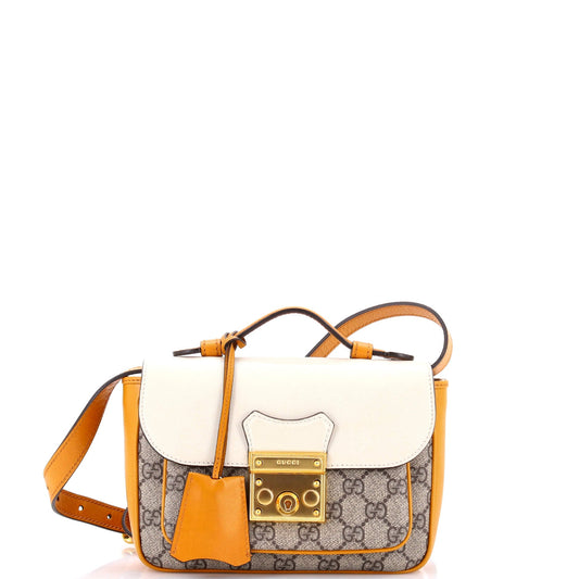 Padlock Front Pocket Flap Shoulder Bag GG Coated Canvas and Leather Mini