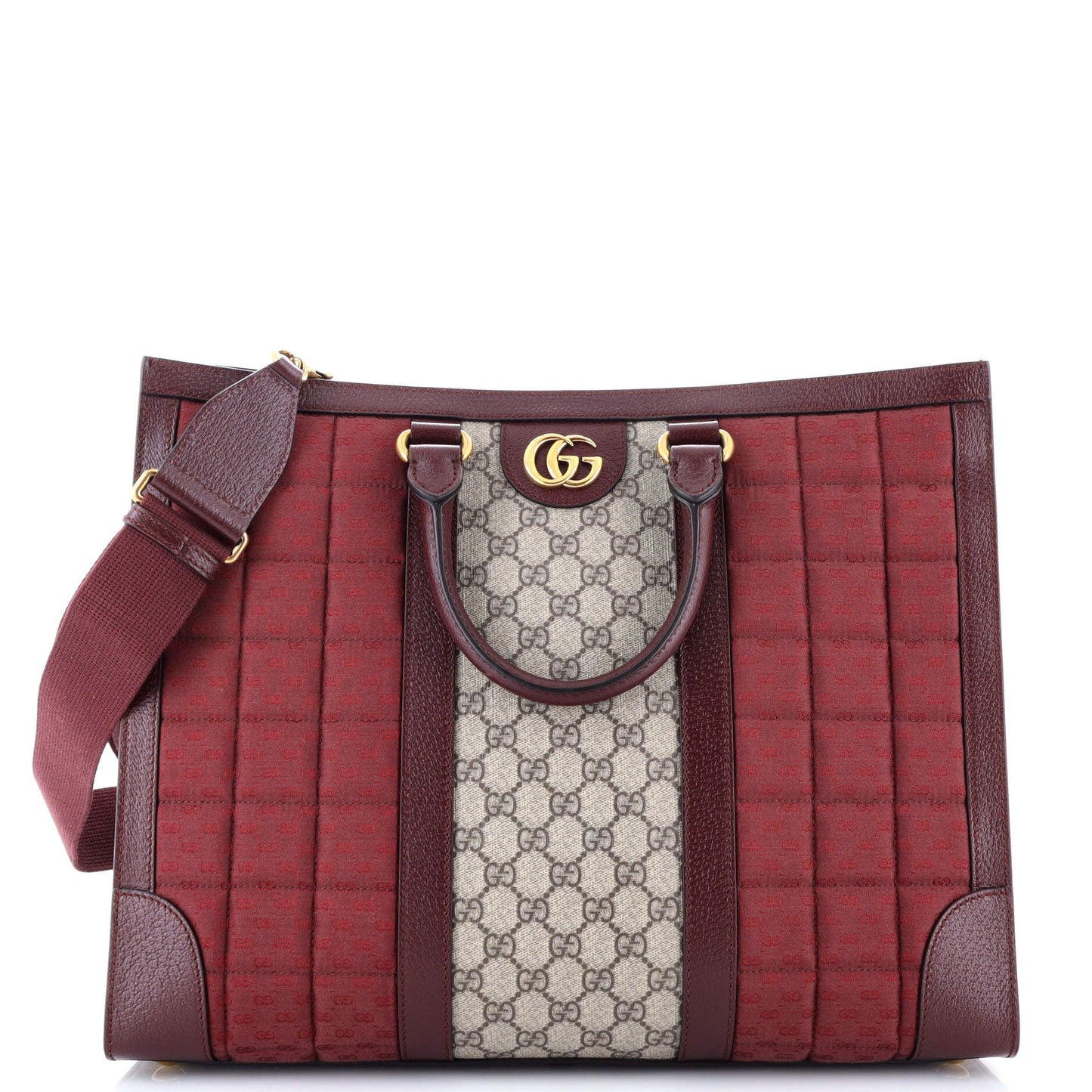 Ophidia Convertible Open Tote GG Coated Canvas and Quilted Microguccissima Canvas with Leather Large