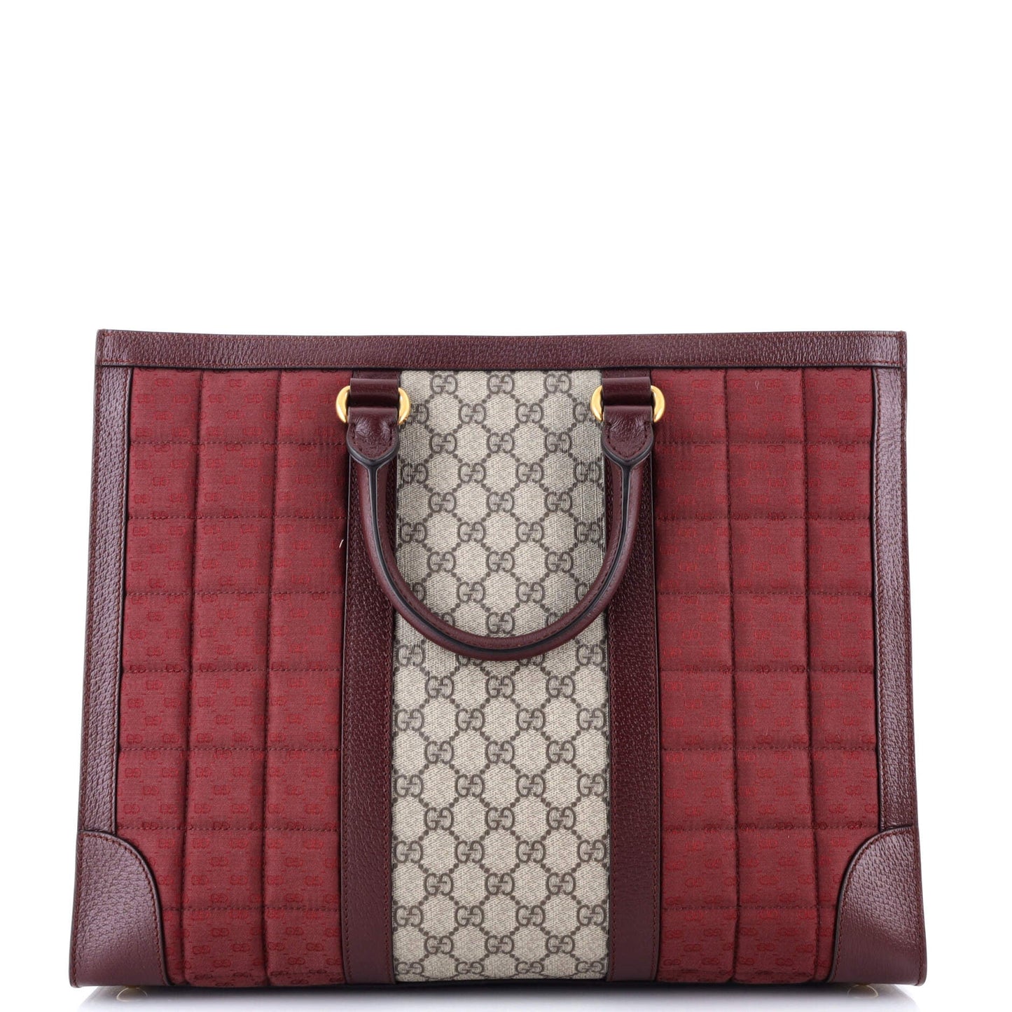 Ophidia Convertible Open Tote GG Coated Canvas and Quilted Microguccissima Canvas with Leather Large