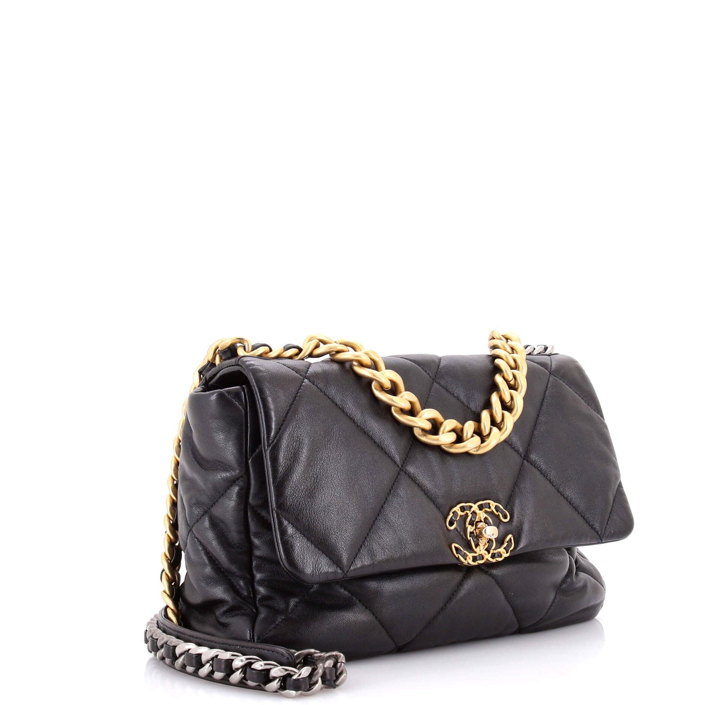 19 Flap Bag Quilted Leather Large