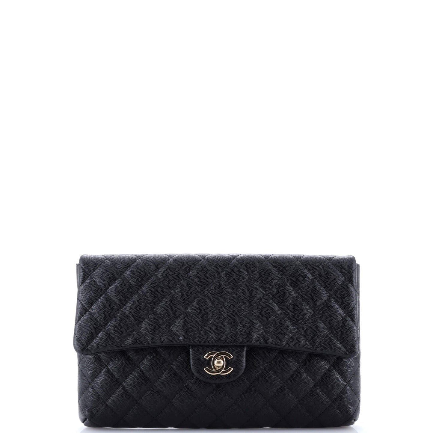 Classic Flap Clutch Quilted Caviar
