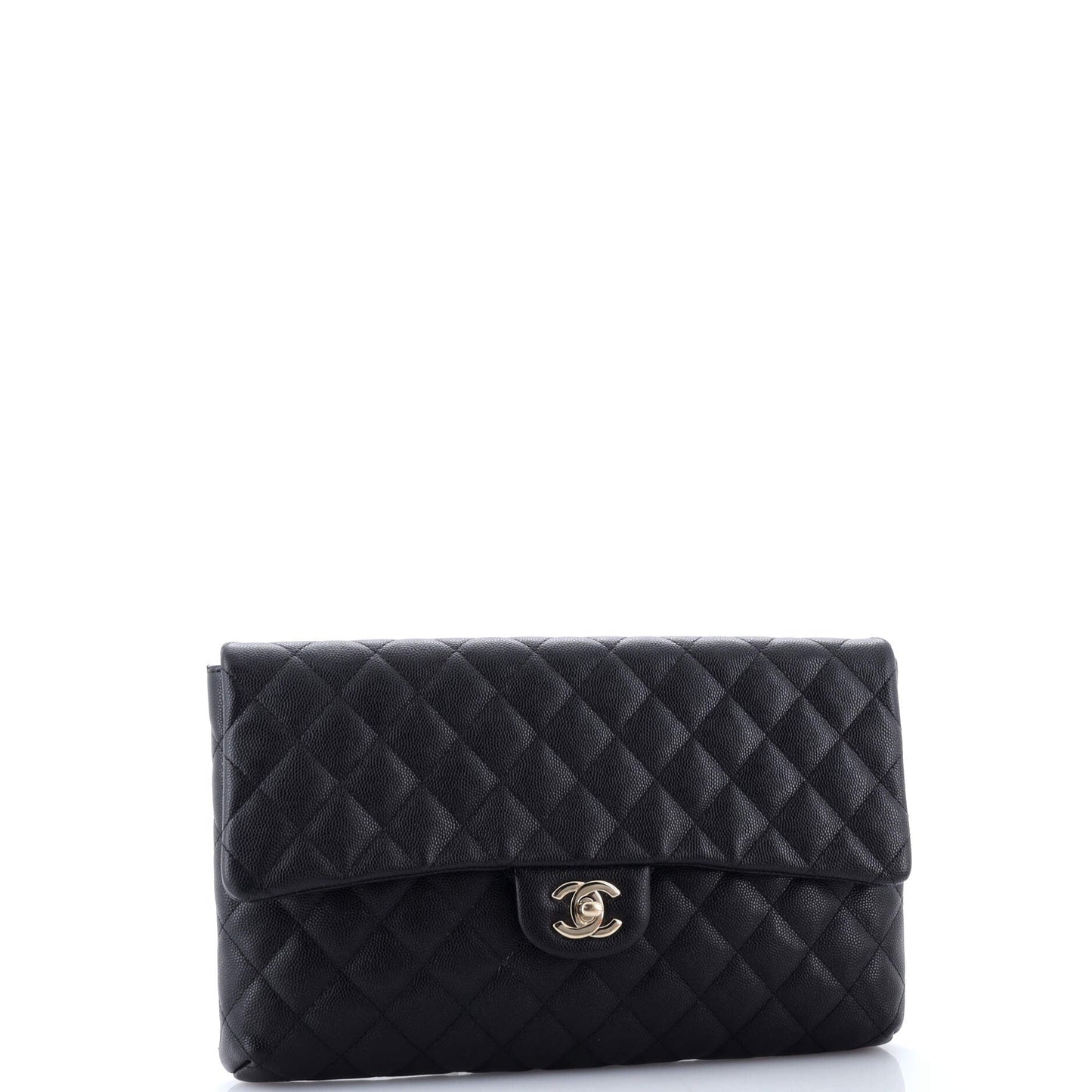 Classic Flap Clutch Quilted Caviar