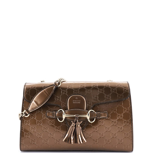 Emily Chain Flap Bag Guccissima Patent Medium