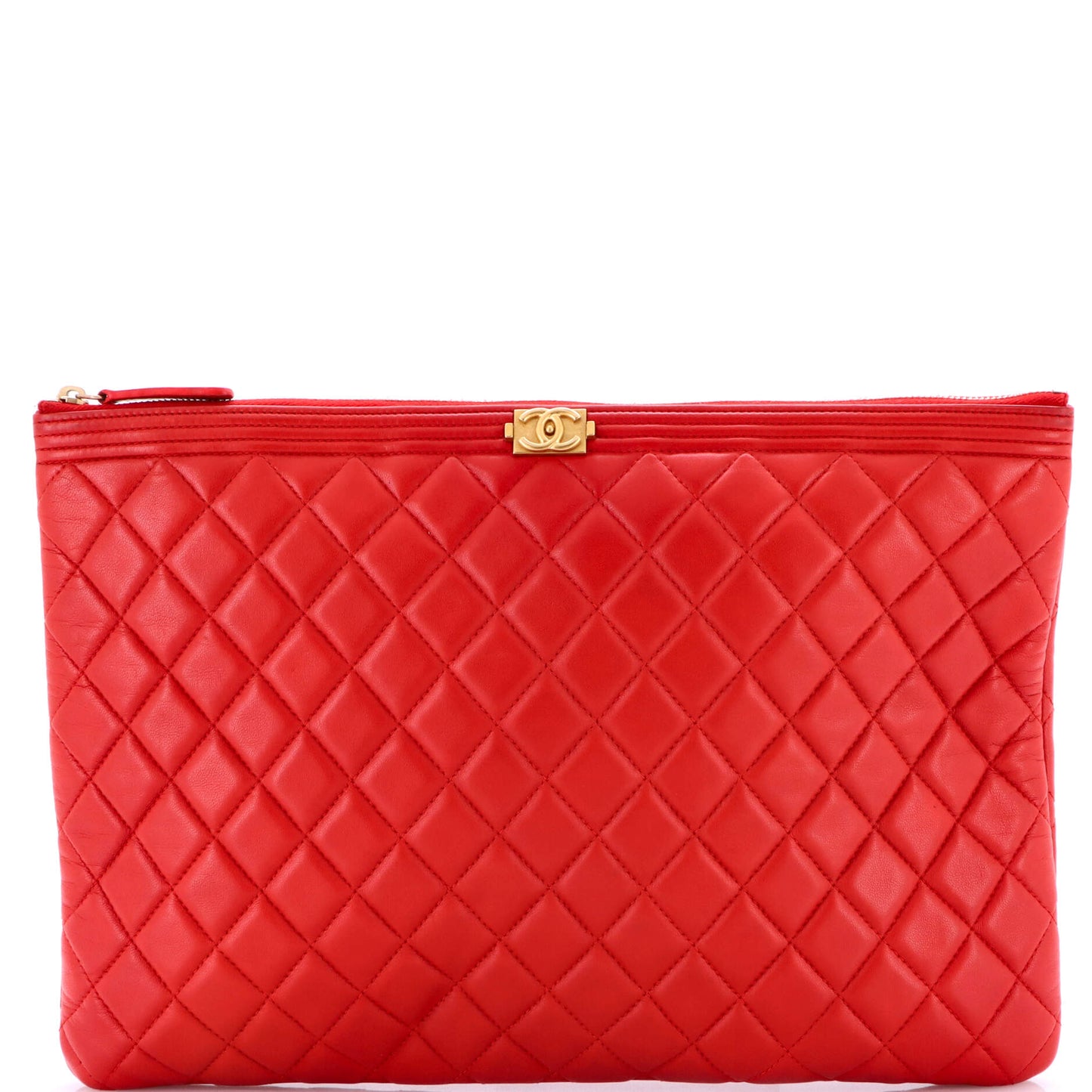 Boy O Case Clutch Quilted Lambskin Large