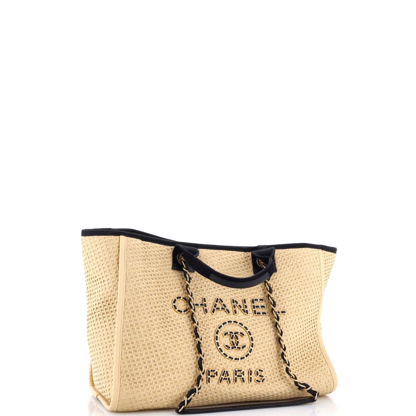 Deauville Tote Straw with Chain Detail Medium