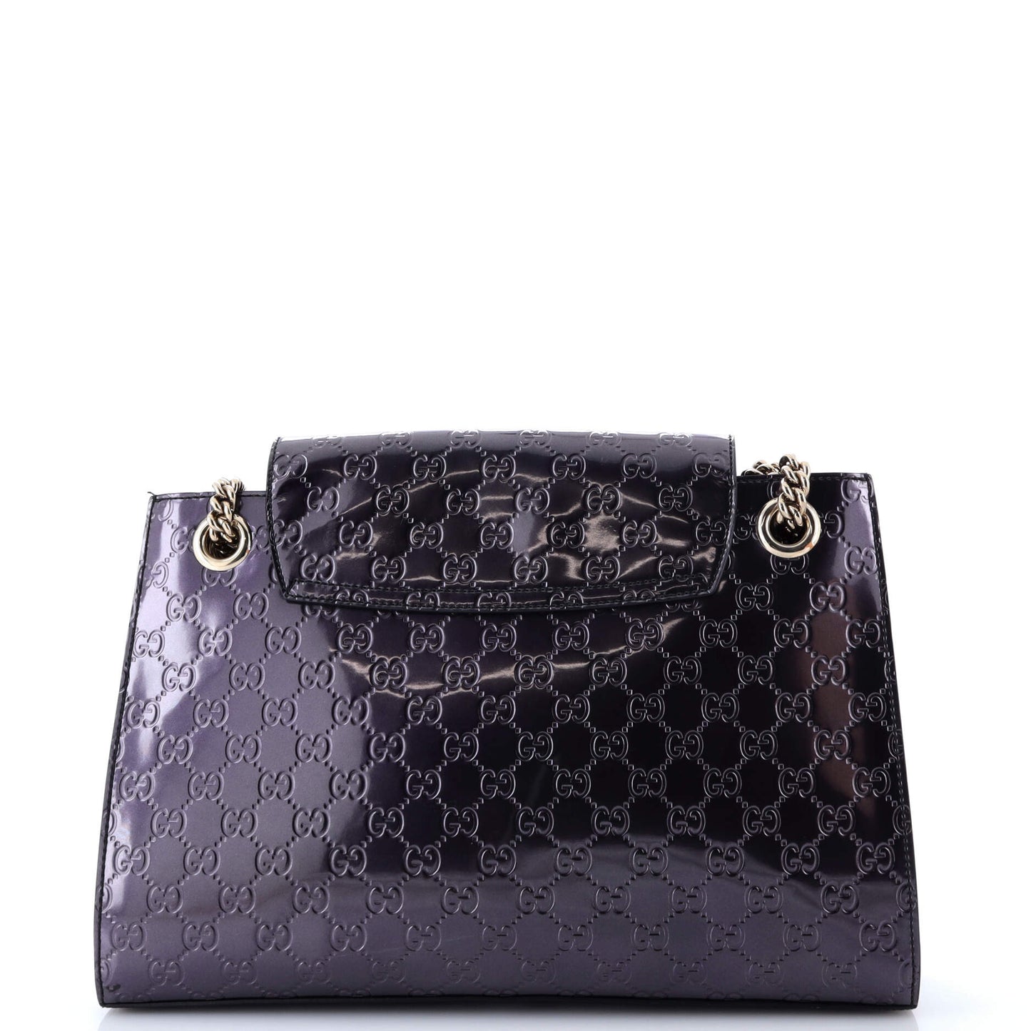Emily Chain Flap Shoulder Bag Guccissima Patent Large
