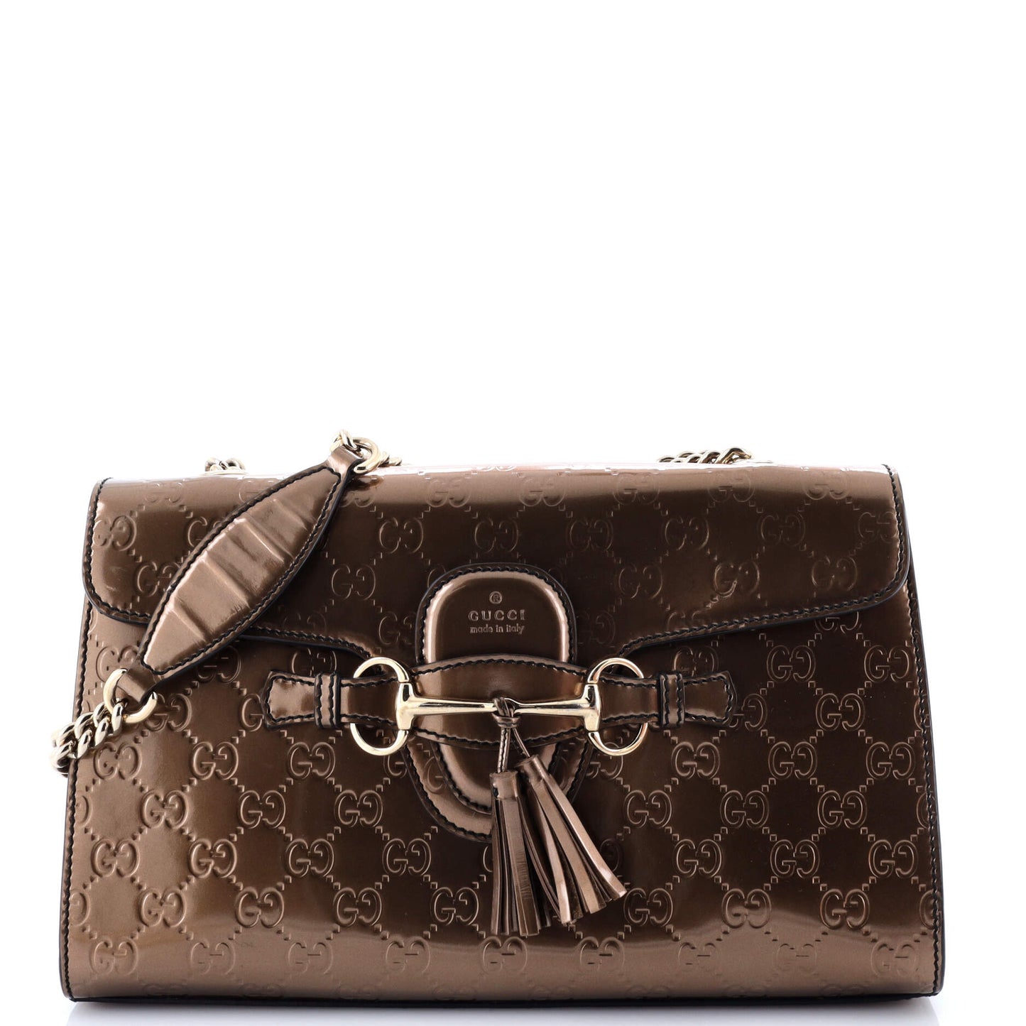 Emily Chain Flap Bag Guccissima Patent Medium