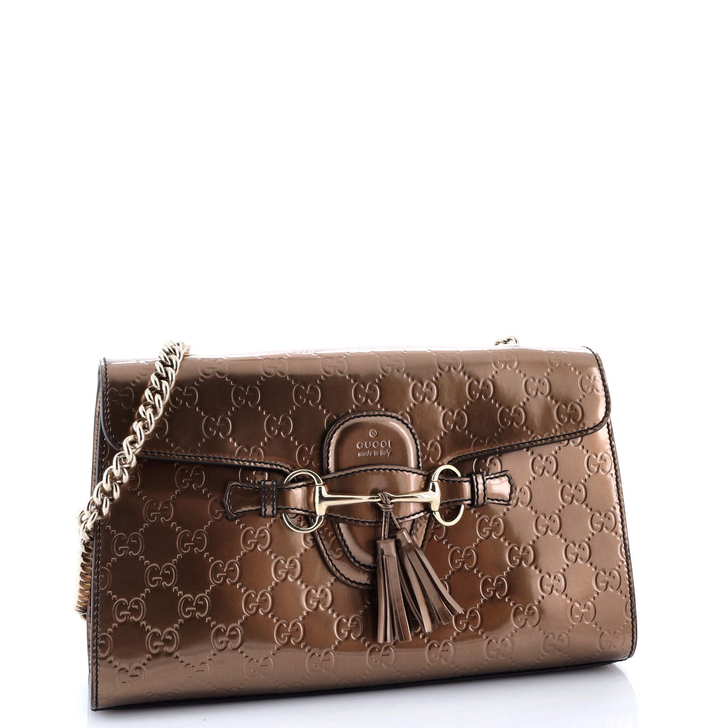 Emily Chain Flap Bag Guccissima Patent Medium