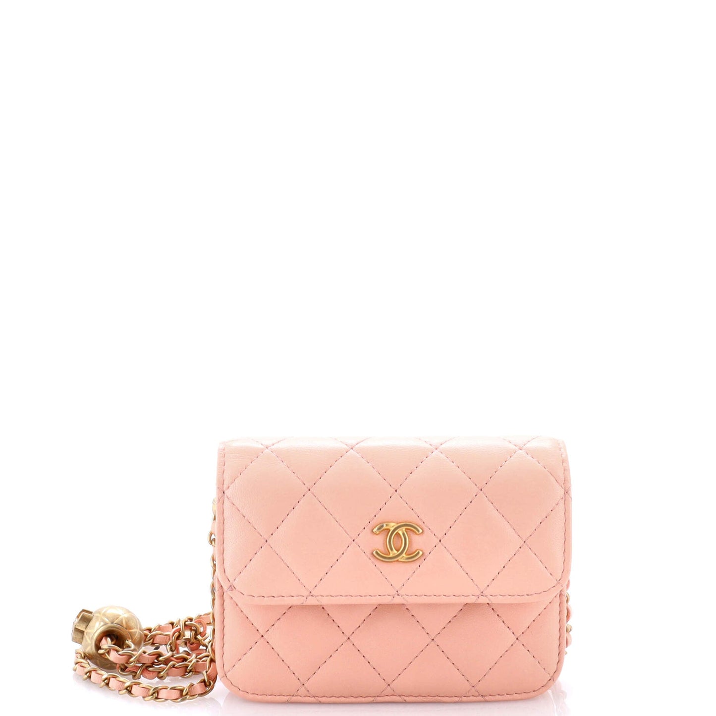 Pearl Crush Flap Clutch with Chain Quilted Lambskin Mini